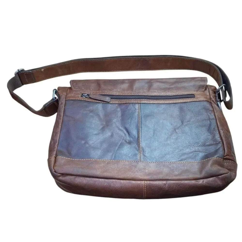 JACK GEORGES VOYAGER LEATHER MESSENGER CROSSBODY BAG